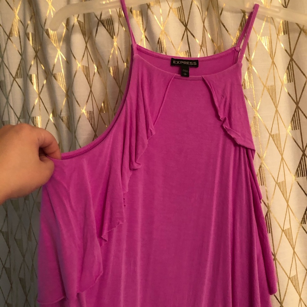 Express Neon Purple/Pink Ruffle Tank - Picture 2 of 4